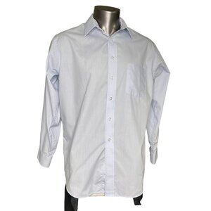 Men Button Down Dress Shirt Puritan Blue Top Size 34 35 Wrinkle Free u